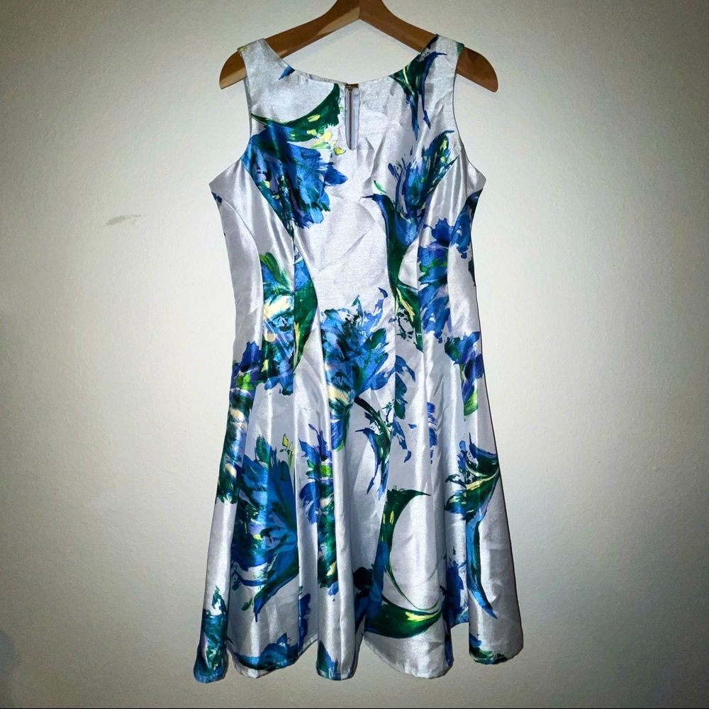 Elegant Floral Blue and Green Wedding Dress
